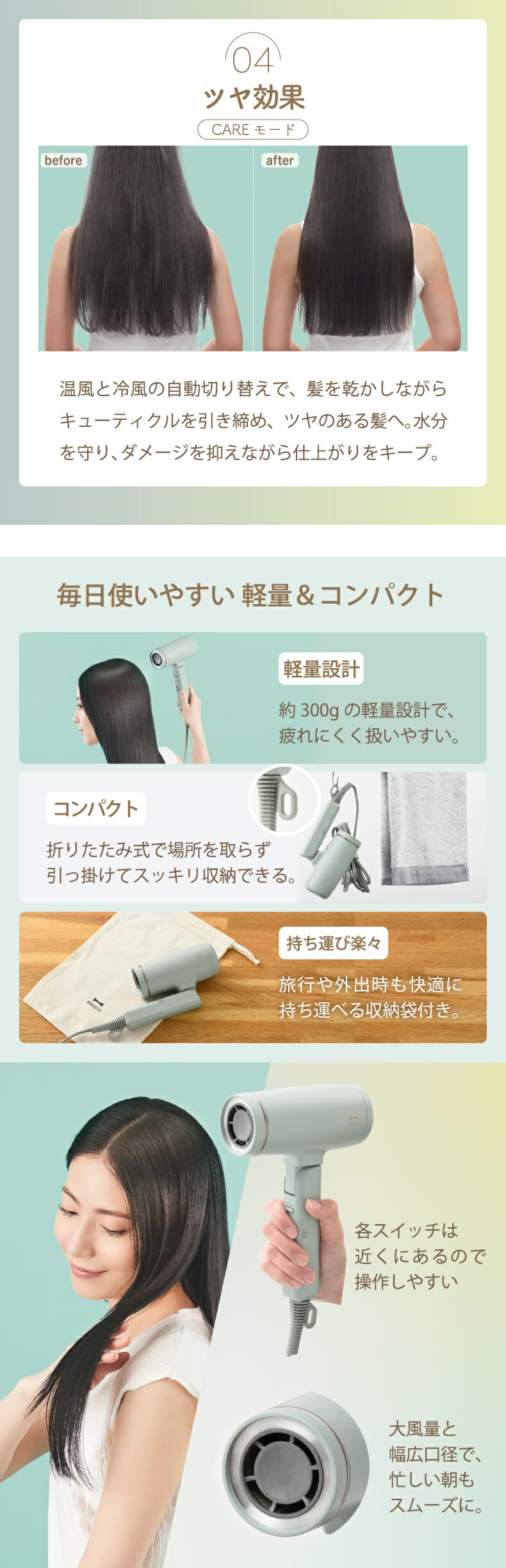舞うように、速乾。 軽やかに 弾むようなツヤ髪へ。