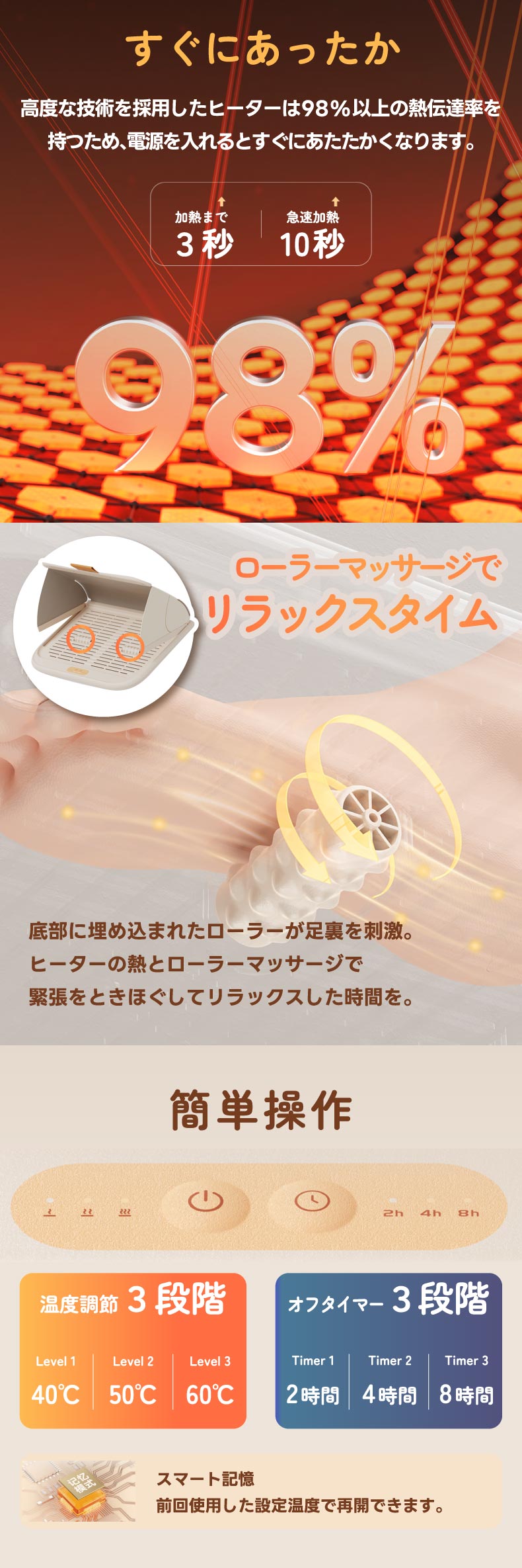 足裏ローラー付き折りたたみフットウォーマー