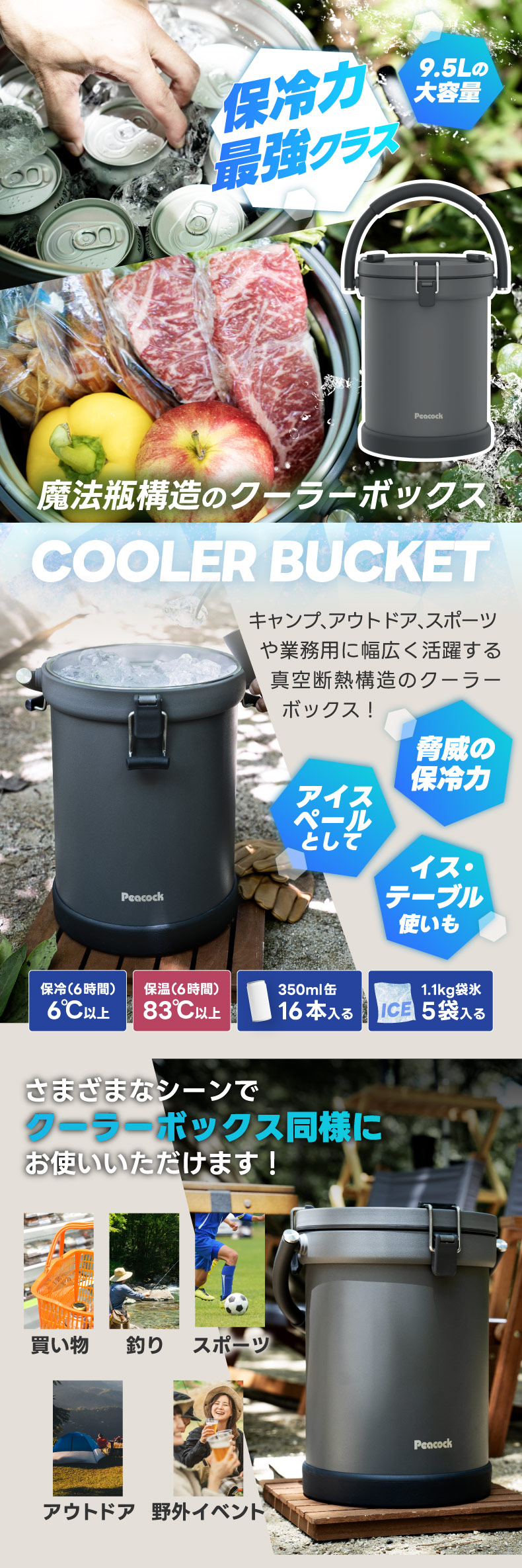 ピーコック魔法瓶工業 ピーコック ステンレス クーラーボックス 9.5L