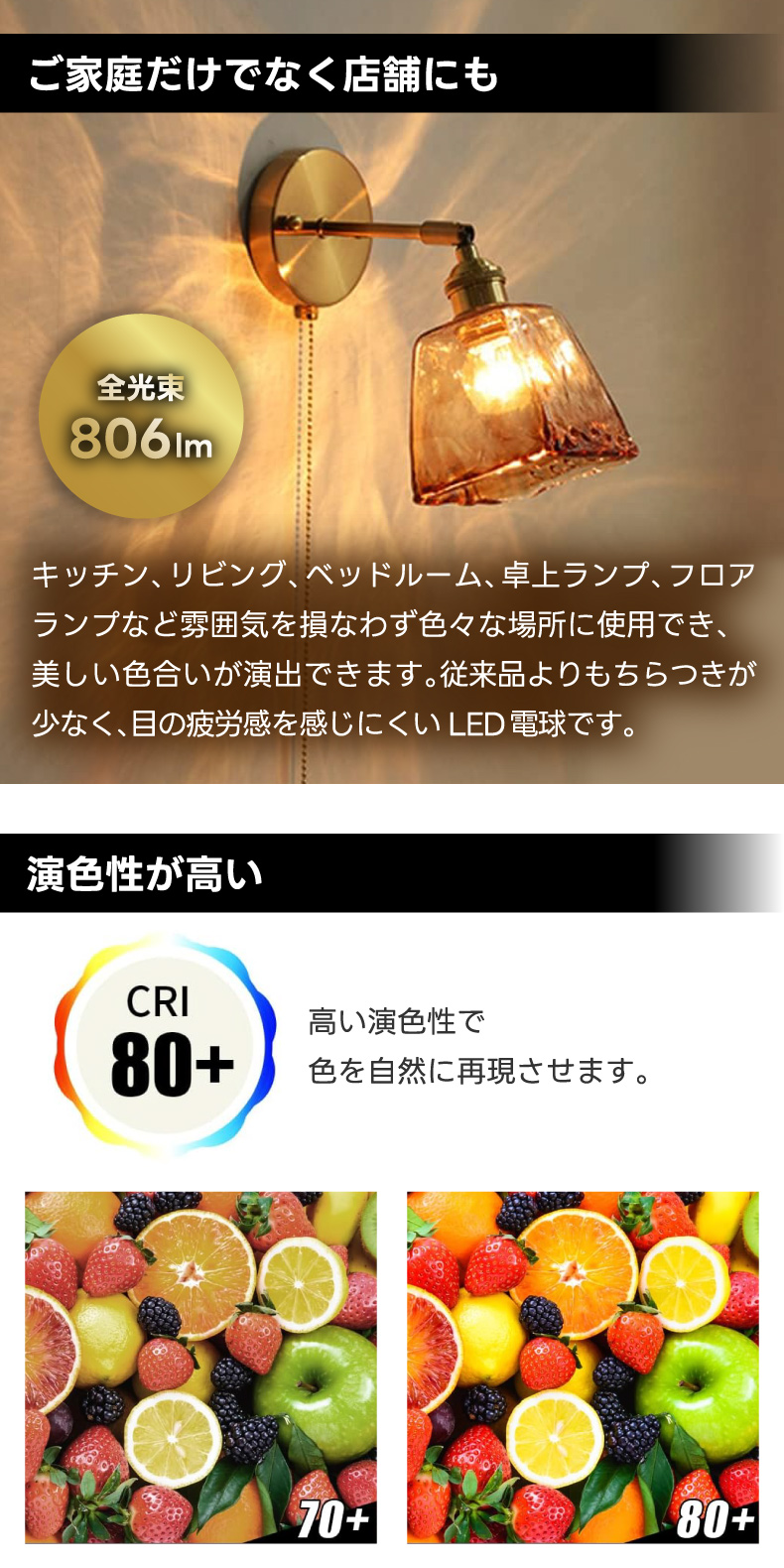LED電球 6個入 電球色 E26口金 60W形相当 LEDシャンデリア電球