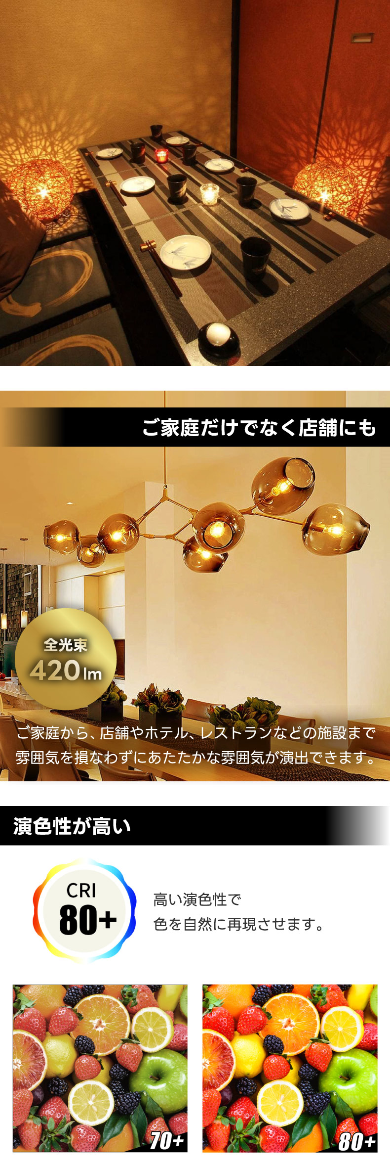 LED電球 6個セット フィラメント電球 E26口金 電球色 36W形相当(4.5W