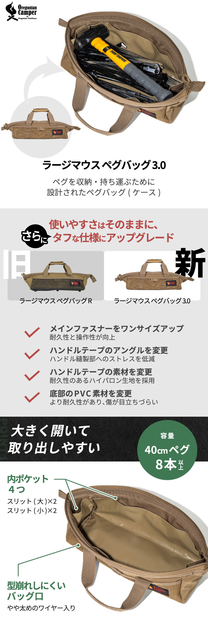 オレゴニアンキャンパー ラージマウス ペグバッグ R ペグケース