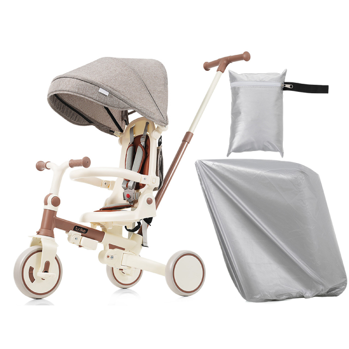 【新品】多機能三輪車 ベージュ 7in1 折りたたみ式 安全設計1歳〜5歳 子供用三輪車 折りたたみ式 7in1 手押し 1歳〜6歳対応 ランニング