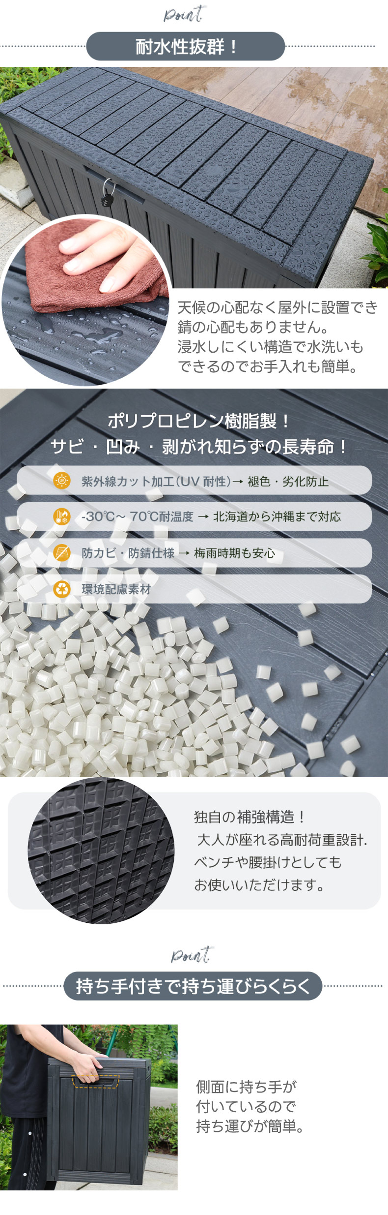 大型収納ボックス 屋外 ベランダ ガレージ 380L