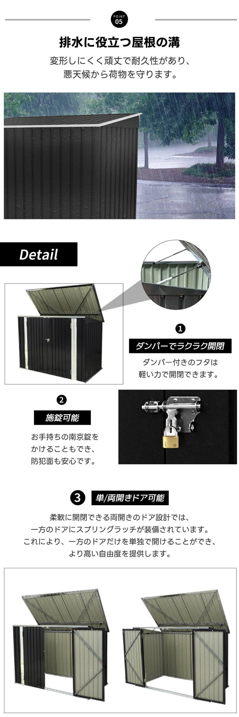ゴミ保管庫 屋外収納庫 スチール 底板なし 物置 倉庫 戸外収納庫