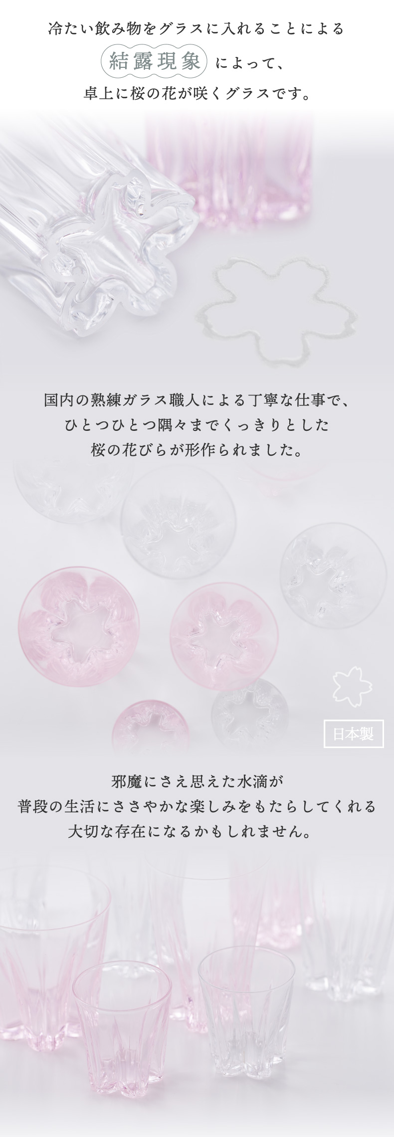100percent タンブラー 切子 さくらさく ガラス グラス 日本製