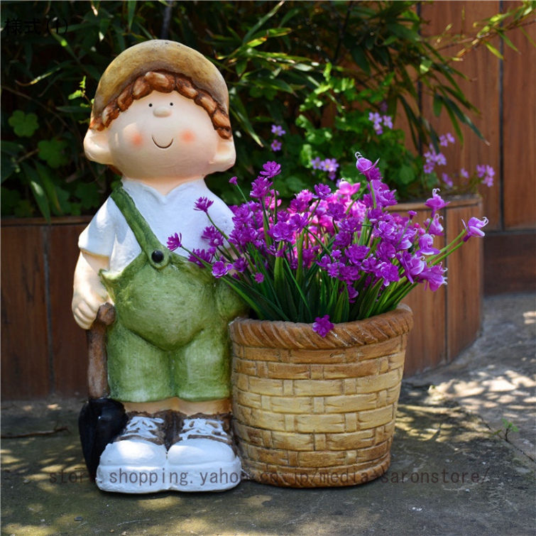 ガーデニング置物 男の子の置物 おしゃれ 女の子 防水 耐久性 癒し
