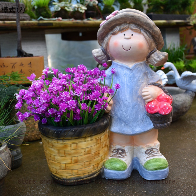 ガーデニング置物 男の子の置物 おしゃれ 女の子 防水 耐久性 癒し