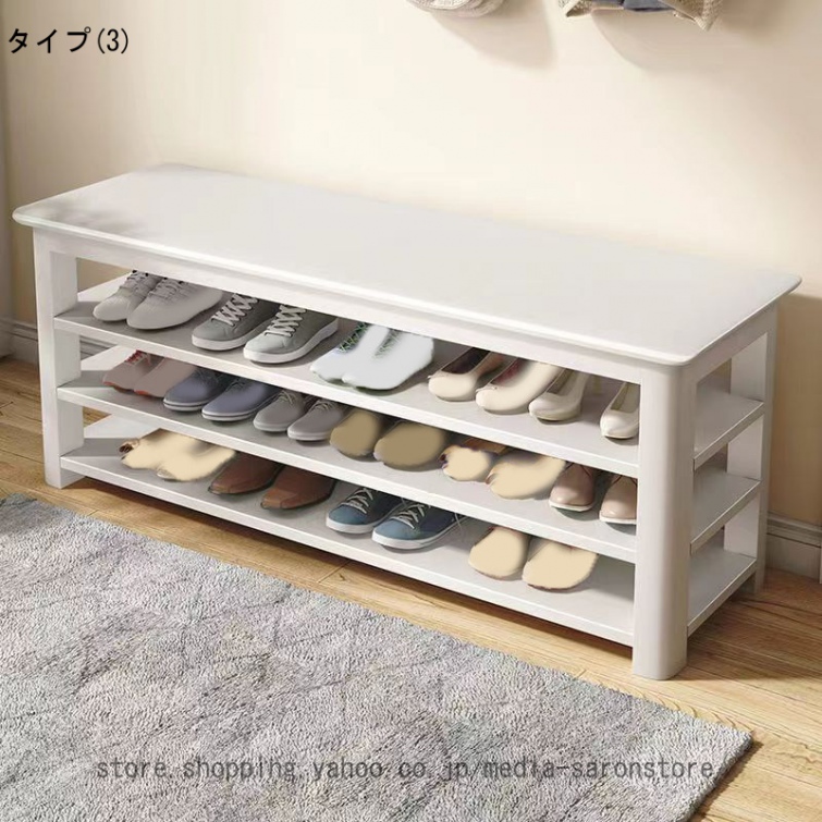 玄関ベンチ シューズラック 収納スツール 収納ベンチ おしゃれ 靴ラック 靴ベンチ 木製 シューズスツール 多機能 靴棚 玄関椅子 小物収納 幅60cm_3