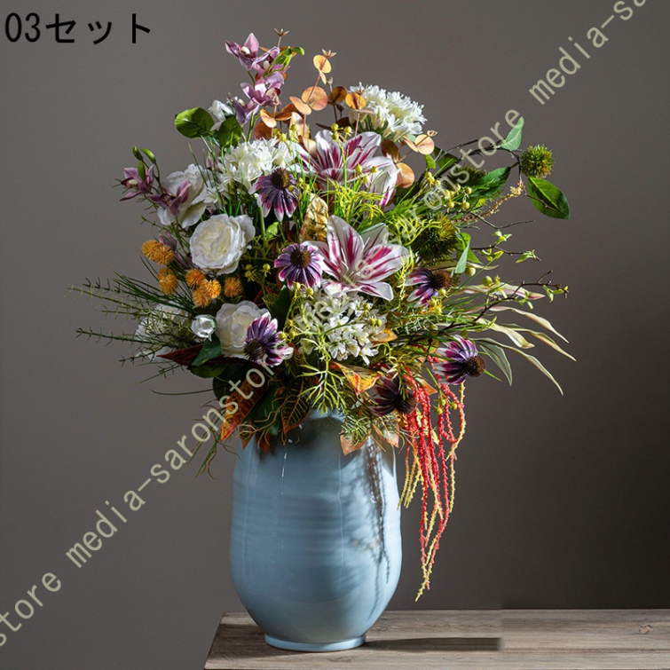 花瓶付き造花 アレンジメント 新中式風 テーブルセンターピース インテリア リビング 事務所 ダイニング 上質な装飾 落ち着いた空間演出 和モダン_2
