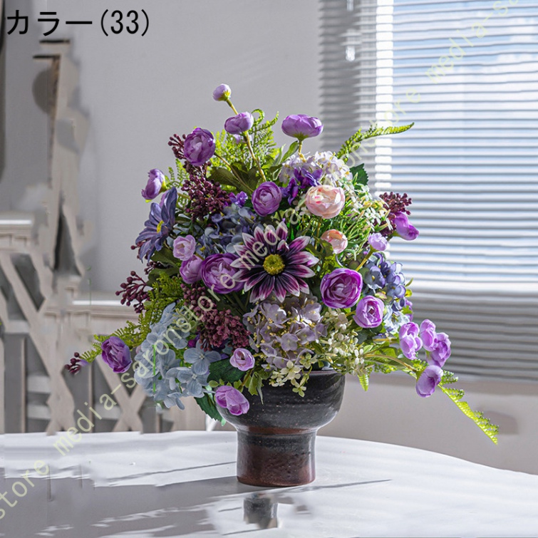 花瓶付き造花 アレンジメント 新中式風 テーブルセンターピース インテリア リビング 事務所 ダイニング 上質な装飾 落ち着いた空間演出 和モダン_7
