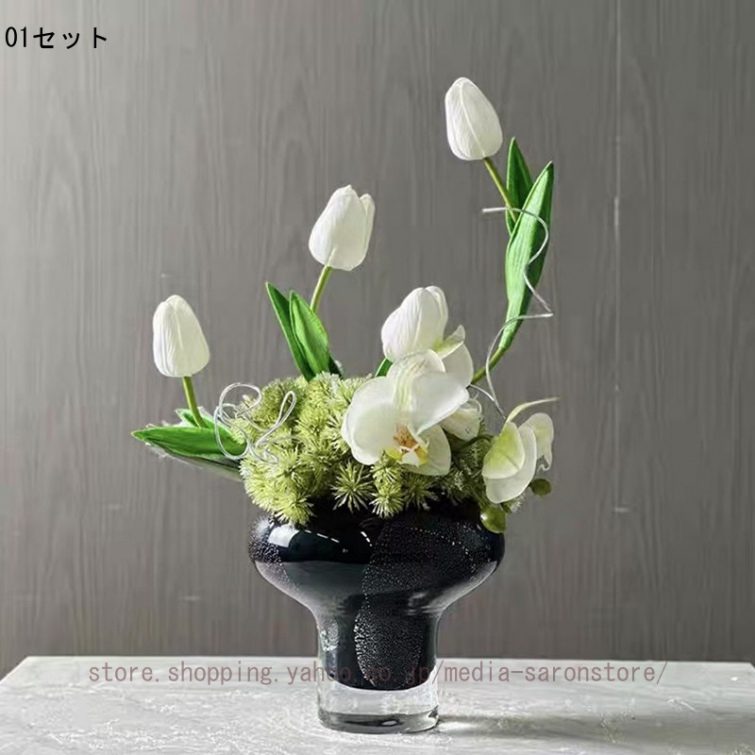 造花 人工観葉植物 フェイクフラワーアレンジメント 陶器花瓶 リビング 卓上 玄関 テーブル インテリア 室内 空間彩り 置物 生け花 リアル 美しい 長期間_1