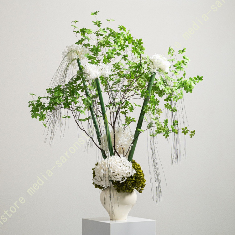 陶磁花器付き 造花 卓上 玄関 花瓶挿し 枝もの フェイクフラワー