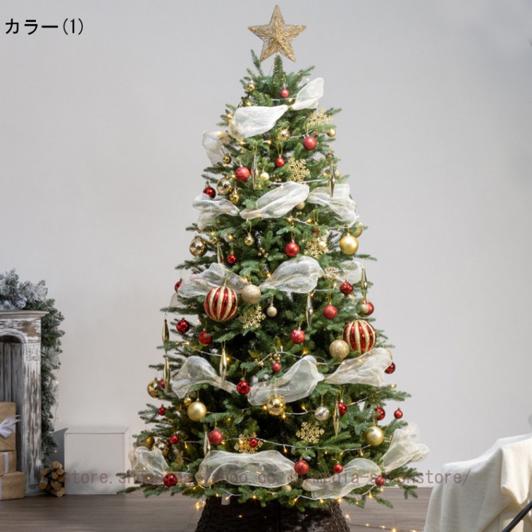 クリスマスツリー 大型 オーナメント ボール リボン 雰囲気アップ 豪華飾り付き 屋内 屋外 店舗 エレガント おしゃれ 蝶結び フェイクグリーン クリスマス装飾_1