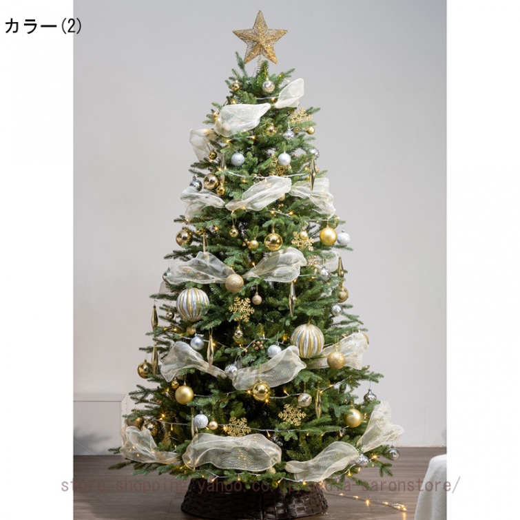 クリスマスツリー 大型 オーナメント ボール リボン 雰囲気アップ 豪華飾り付き 屋内 屋外 店舗 エレガント おしゃれ 蝶結び フェイクグリーン クリスマス装飾_2