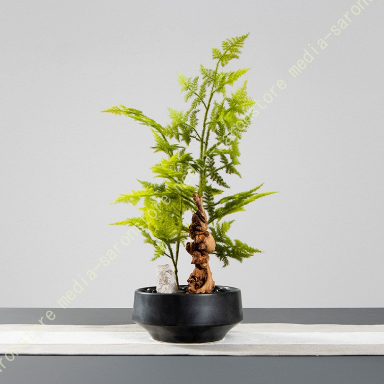 造花 人工盆栽 禅テイスト 新中式風 インテリアグリーン 人工観葉植物 リビング 卓上 ホテル 書斎 茶室 デスクトップ 玄関 置物 枯れない リアルな質感_1