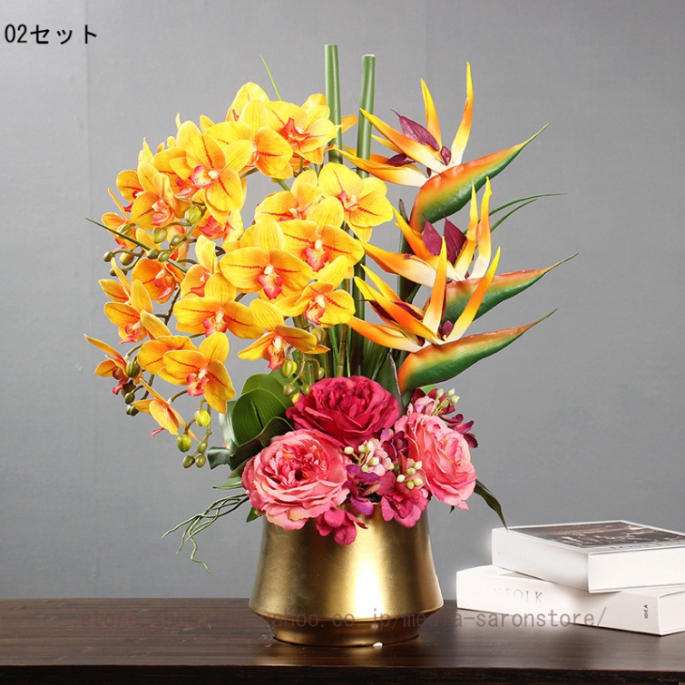 胡蝶蘭 生け花 造花 フラワーアレンジメント 和モダン 侘寂風 絹製