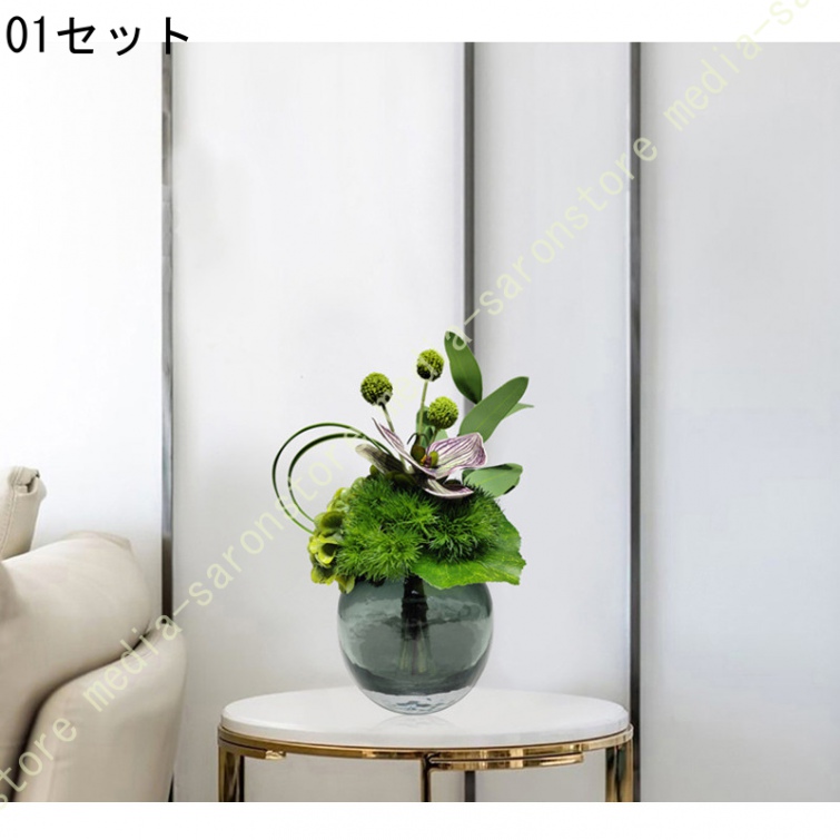 造花 人工観葉植物 フェイクフラワーアレンジメント 陶器花瓶 リビング 卓上 玄関 テーブル インテリア 室内 空間彩り 置物 生け花 リアル 美しい 長期間_1