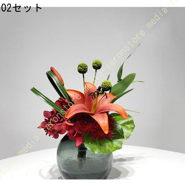 造花 人工観葉植物 フェイクフラワーアレンジメント 陶器花瓶 リビング 卓上 玄関 テーブル インテリア 室内 空間彩り 置物 生け花 リアル 美しい 長期間_2