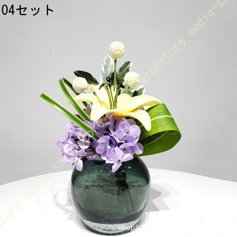 造花 人工観葉植物 フェイクフラワーアレンジメント 陶器花瓶 リビング 卓上 玄関 テーブル インテリア 室内 空間彩り 置物 生け花 リアル 美しい 長期間_4