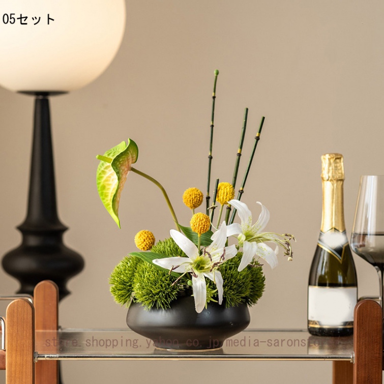 造花 本物そっくり 新中式風 インテリア 卓上 花瓶付き 人工観葉植物