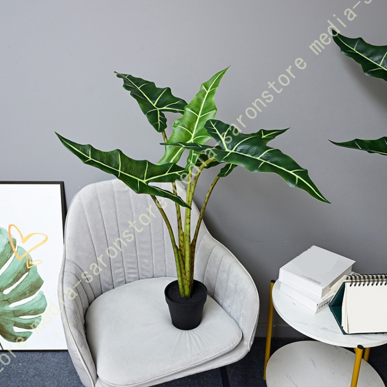 人工観葉植物 花粉/虫の心配なし フェイクグリーン 人工クワズイモ 造花 フェイクツリー 大型 枝の角度調整可能 インテリア 水やり不要 お手入れ不要 玄関_1