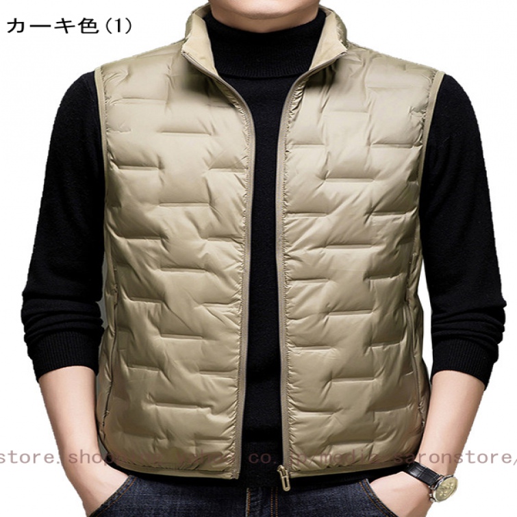 ダウンベスト メンズ アウターベスト ダウンジャケット 立ち襟 無地