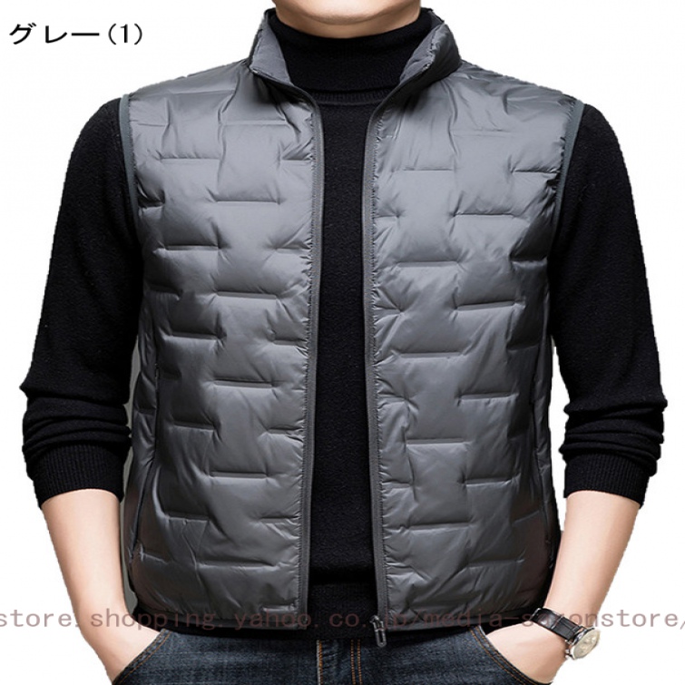 ダウンベスト メンズ アウターベスト ダウンジャケット 立ち襟 無地