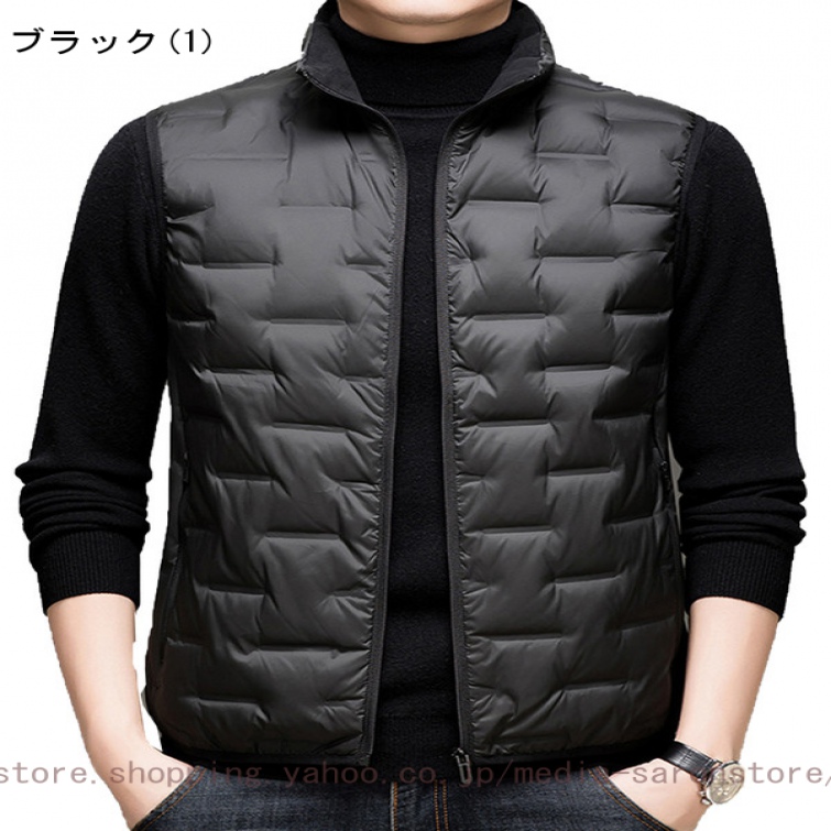 ダウンベスト メンズ アウターベスト ダウンジャケット 立ち襟 無地