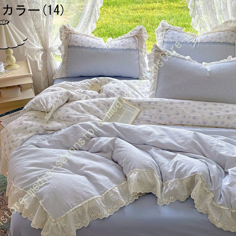 綿100% 布団カバー セット 4点セット コットン 8ヶ所ヒモ付き ファスナー ベッドカバー 寝具カバーセット オールシーズン 速乾 通気 寝室コーデ 保温 防寒_14