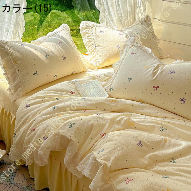 綿100% 布団カバー セット 4点セット コットン 8ヶ所ヒモ付き ファスナー ベッドカバー 寝具カバーセット オールシーズン 速乾 通気 寝室コーデ 保温 防寒_15