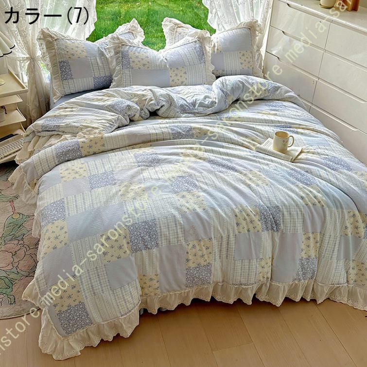 綿100% 布団カバー セット 4点セット コットン 8ヶ所ヒモ付き ファスナー ベッドカバー 寝具カバーセット オールシーズン 速乾 通気 寝室コーデ 保温 防寒_7