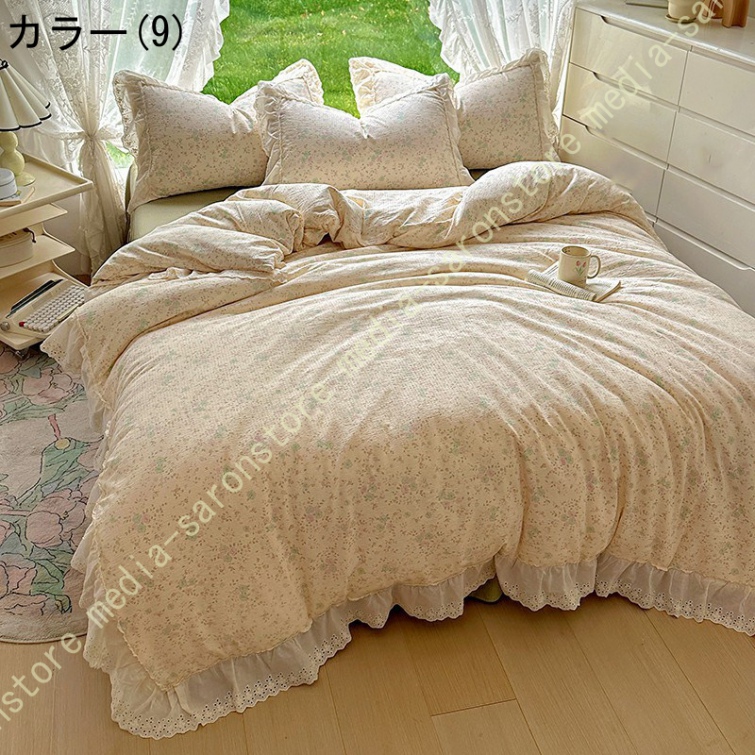 綿100% 布団カバー セット 4点セット コットン 8ヶ所ヒモ付き ファスナー ベッドカバー 寝具カバーセット オールシーズン 速乾 通気 寝室コーデ 保温 防寒_9