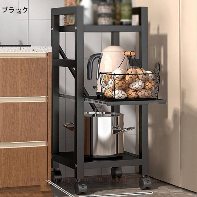 キッチンワゴン スリム キャスター付き スライド棚 幅25