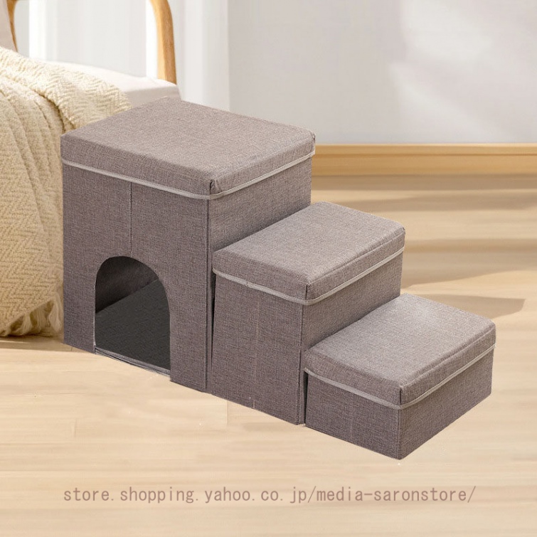 猫 ステップ 猫用 階段 犬用階段 ドッグステップ キャットタワー 据え置き おしゃれ 巨大土台 安定感 低め 転倒防止デザイン 展望台 スリム_1