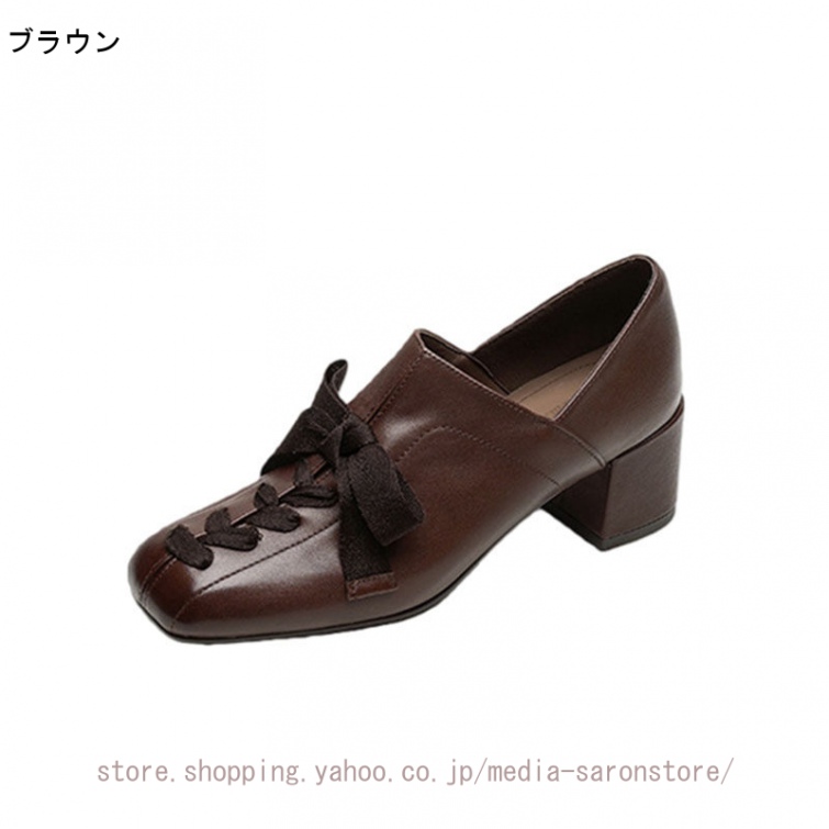 厚底 パンプス スリッポン ゴム付き ローファー レディース チャンキーヒール おじ靴 オックスフォード シューズ 学生 走れる 美脚 婦人靴 甲深_2
