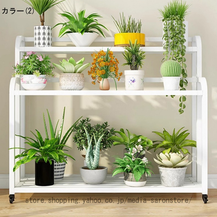 プランタースタンド ガーデニング 花置きスタンド 植物ラック 花置き棚 ガーデンラック 園芸ラック 植木鉢スタンド 排水性良い 根腐れ防止 キャスター付き_2