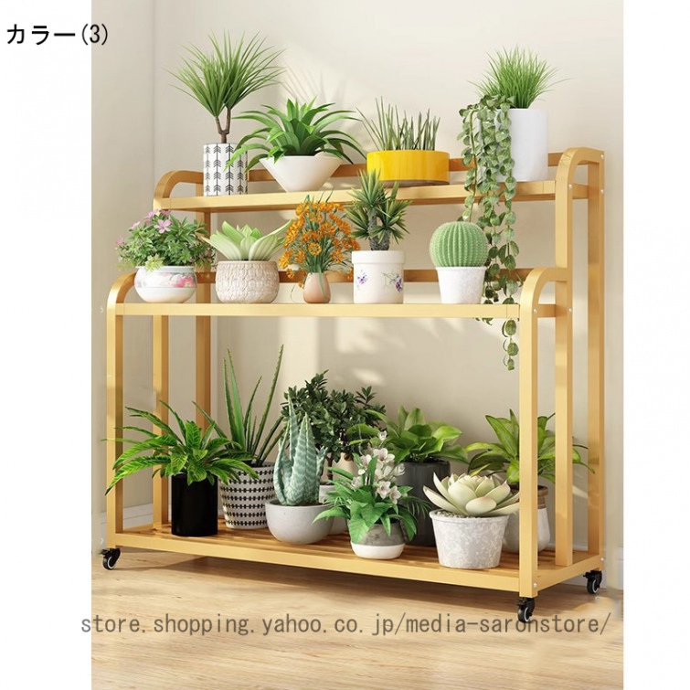 プランタースタンド ガーデニング 花置きスタンド 植物ラック 花置き棚 ガーデンラック 園芸ラック 植木鉢スタンド 排水性良い 根腐れ防止 キャスター付き_3