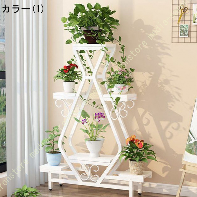 ガーデンラック フラワースタンド 園芸 鉄製 フラワーラック 6段 花台 収納ラック 観葉植物 植木鉢 収納 玄関 飾り 花置き棚 シンプル おしゃれ 室内外兼用_1