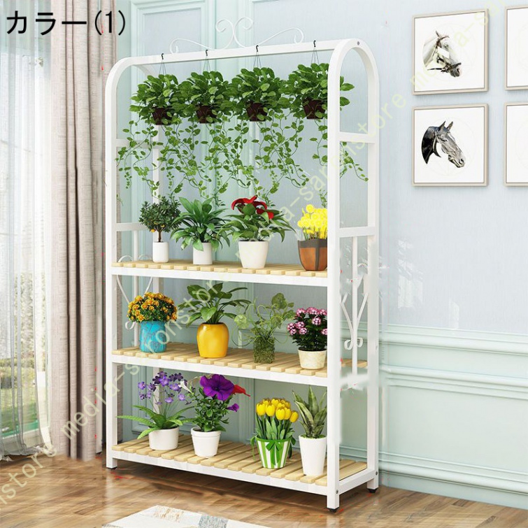 フラワースタンド 3段 収納ラック 棚 園芸 花台 鉢植え 植物棚 プランタースタンド 観葉植物 吊り下げ式 多肉植物棚 盆栽棚 多機能収納ラック 植木鉢スタンド_1