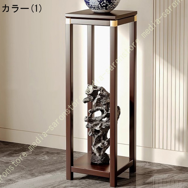 花台 植木鉢台 2層 フラワースタンド おしゃれ 北欧 飾り棚 四角 無垢材 中華風 観葉植物 植物棚 園芸ラック 木製 鉢スタンド 鉢置き台 プランターラック_1