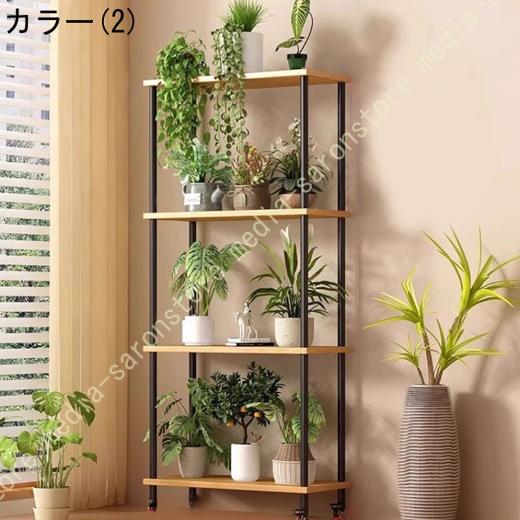 フラワースタンド 多層 収納ラック レンジ棚 本棚 盆栽棚 植物棚 園芸ラック 植物の展示スタンド スリム 鉢置き台 ガーデニングラック 組立簡単_2