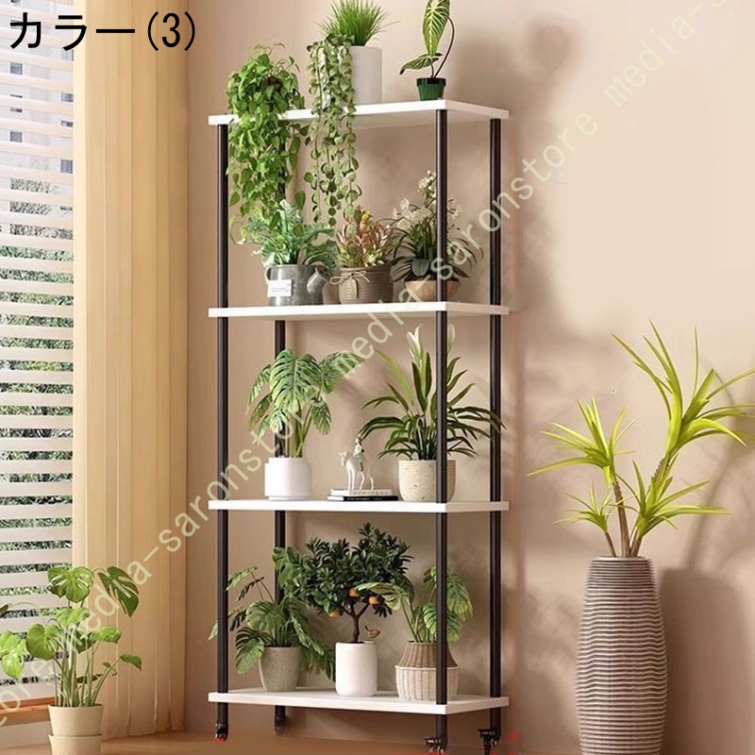 フラワースタンド 多層 収納ラック レンジ棚 本棚 盆栽棚 植物棚 園芸ラック 植物の展示スタンド スリム 鉢置き台 ガーデニングラック 組立簡単_3