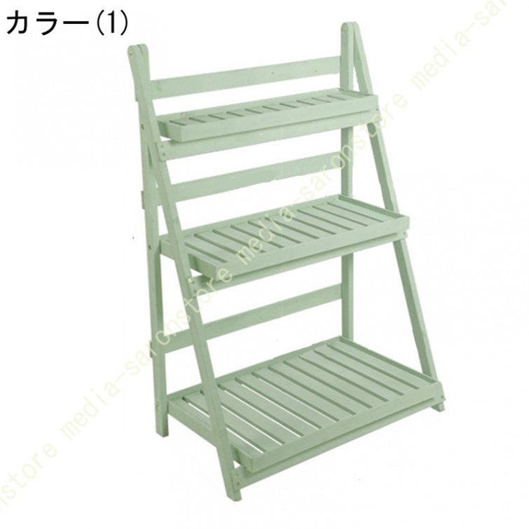 木製 フラワースタンド 3段 ガーデニング/フラワー/園芸 ラック/棚 鉢植え スタンド 折り畳み式の木製植物スタンド 花棚 植物棚 盆栽棚 多肉植物棚_1