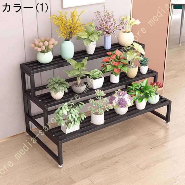プランタースタンド ガーデンラック フラワースタンド 鉄製 屋外 園芸ラック 鉢植え スタンド 植物棚 屋内 3段 錬鉄製 金属製植物スタンド 観葉植物台