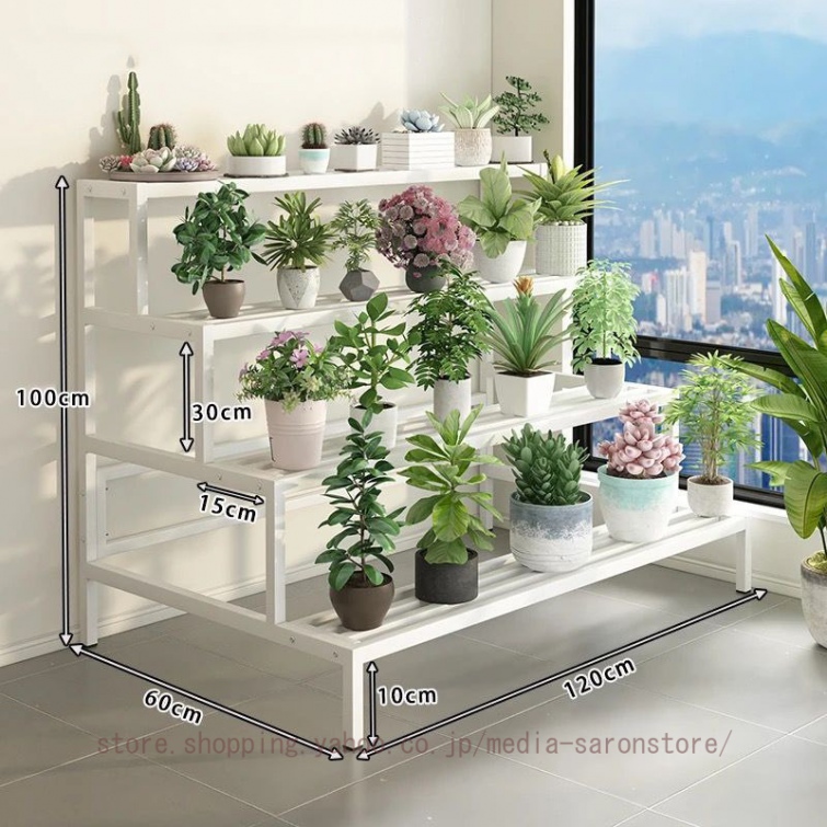 フラワースタンド 花台 植木鉢置き台 盆栽用 園芸ラック アイアン 鋳鉄 プランターラック ガーデンラック フラワースタンド 4段 アイアン 園芸