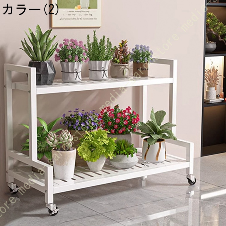 プランターラック ガーデンラック キャスター付き フラワースタンド 園芸ラック 花置き棚 植木鉢ラック 盆栽 観葉植物 組立簡単 高い耐荷重 植物 棚 盆栽棚_2