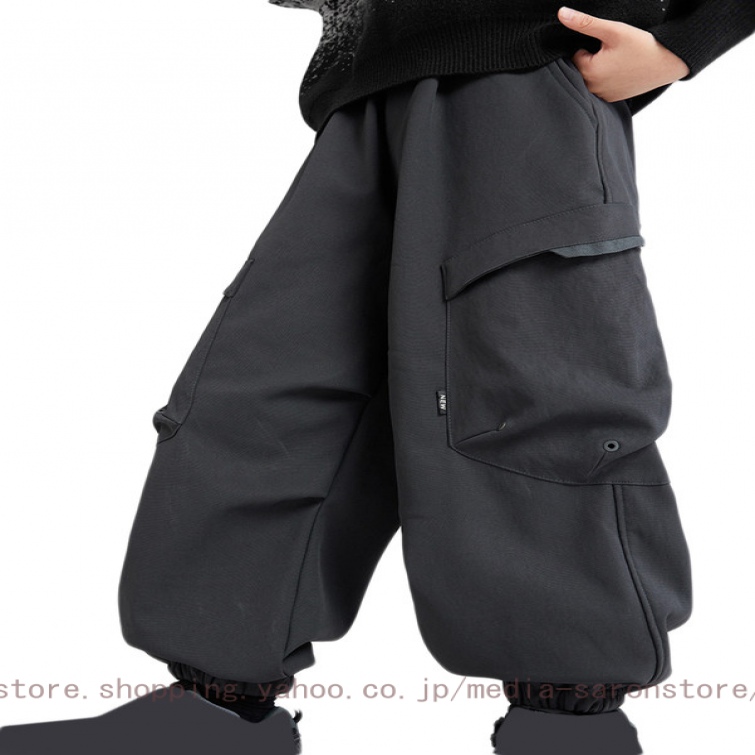 裏フリース ワイドジョガーカーゴパンツ ボトムス 長ズボン 子供服 男の子 小学生 中学生 ファッション キッズ ジュニア ロングパンツ 子供 大人っぽい ダンス_1