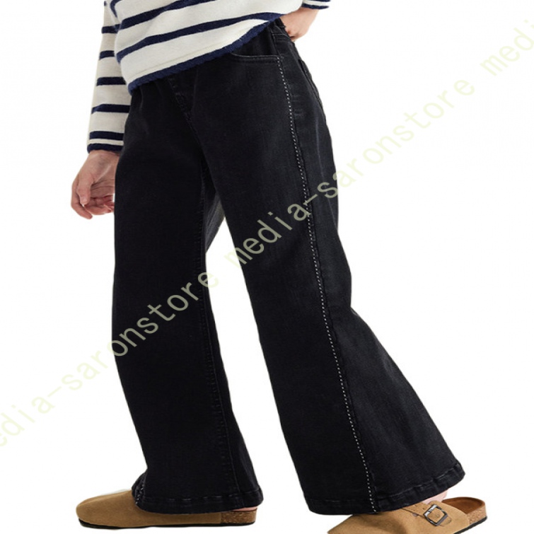 女の子 ジーンズ 秋服 裏ボア 防寒 長ズボン ロングパンツ デニム ジーパン ブーツカットパンツ 暖かい 保温 裏起毛 キッズ ボトムス 子供 カジュアル 春秋冬服_1