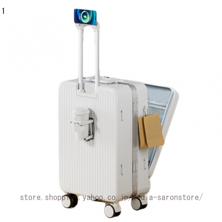 多機能スーツケース USBポート 360度 回転 キャスター かわいい フロントオープン キャリーバッグ フロントポケット 機内持込 キャリーケース 軽量 静音 大型の画像